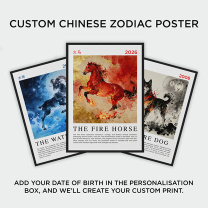Personalised Chinese Zodiac Poster | Custom Chinese Astrology Print
